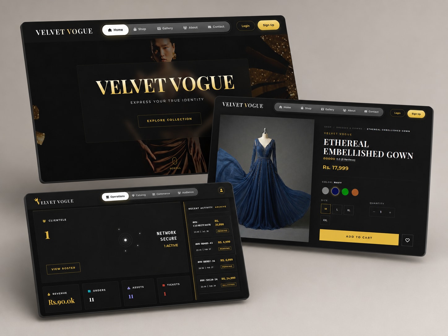 Velvet Vogue project interface showcase