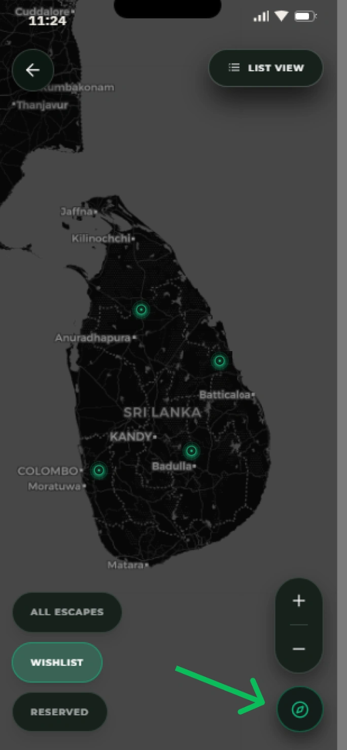 ETCP map screen after the route action was added