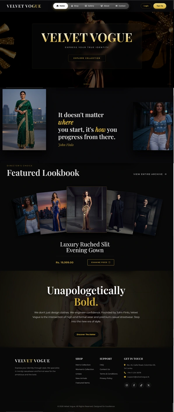 Complete final Velvet Vogue homepage